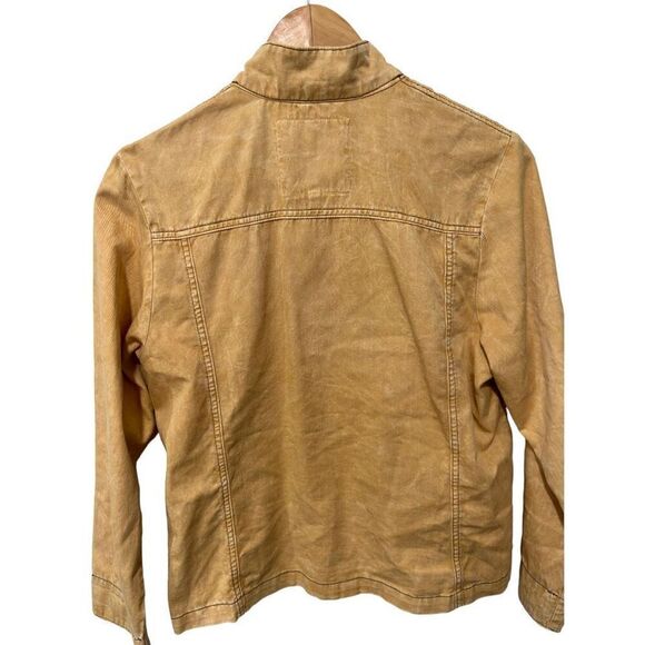 Produce Company 100% Cotton Tan Cheetah Print Zip Up Jacket Pockets S Utility - Picture 3 of 10